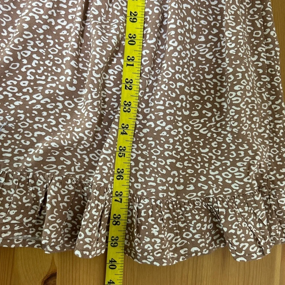 Japna | Brown Ditsy Print Tiered Midi Dress | Puff Sleeve Boho Style | Size M - Picture 10 of 10